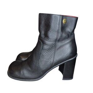 Retro 90s Y2K Black‎ Boots Square Toe Chunky Block Heel Sz 10 Tommy Hilfiger